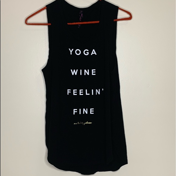 Betsey Johnson Tops - Betsey Johnson | Black Yoga Wine Feelin Fine Tank Top | Vacation Casual Shirt